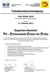 Volker Hirth, Photovoltaik-Praxis für Profis