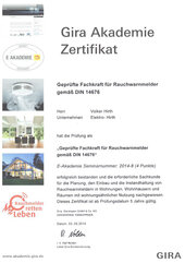 Volker Hirth, Geprüfte Fachkraft für Rauchwarnmelder gemäß DIN 14676