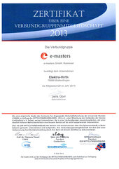 Mitgleidschaft bei der Verbundgruppe e-masters 2013